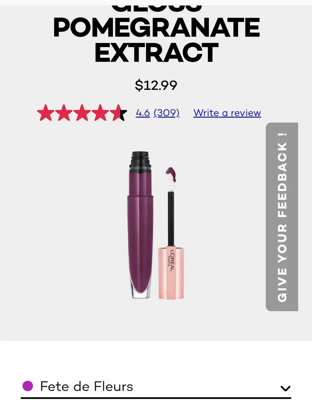 SET OF 4 NWT L'Oreal Liquid Lip Gloss in Fete de Fleurs Retails @$12.99 ea.
